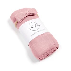BWD Dusty Rose Bamboo Swaddle & Bow NWT